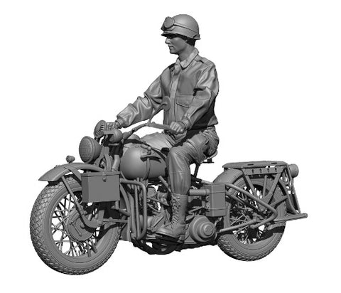 US paratrooper "American Rider" with motorcycle WWII